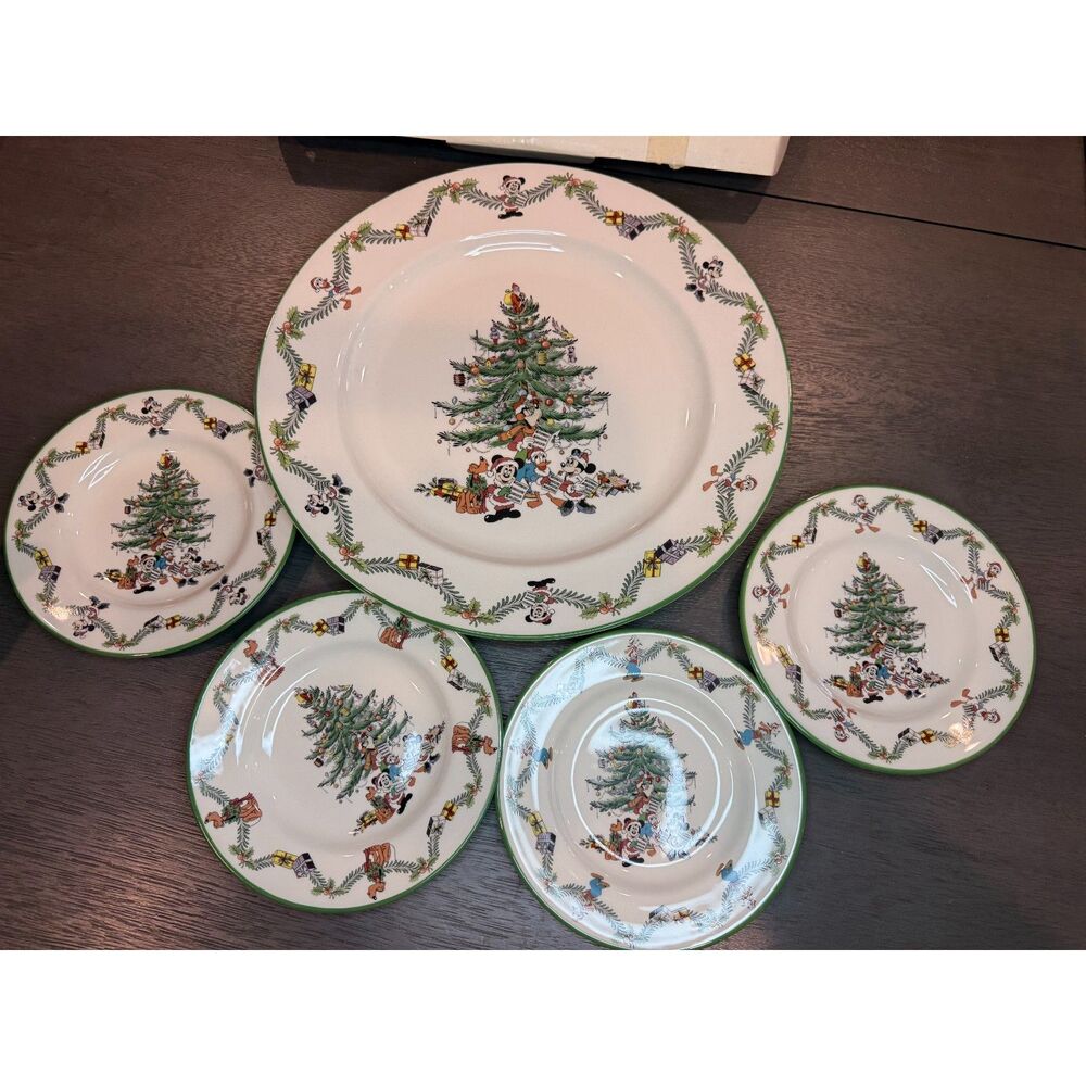 Spode Disney Christmas Tree Celebration 5-Pc Canape Buffet Set w/ Original Box